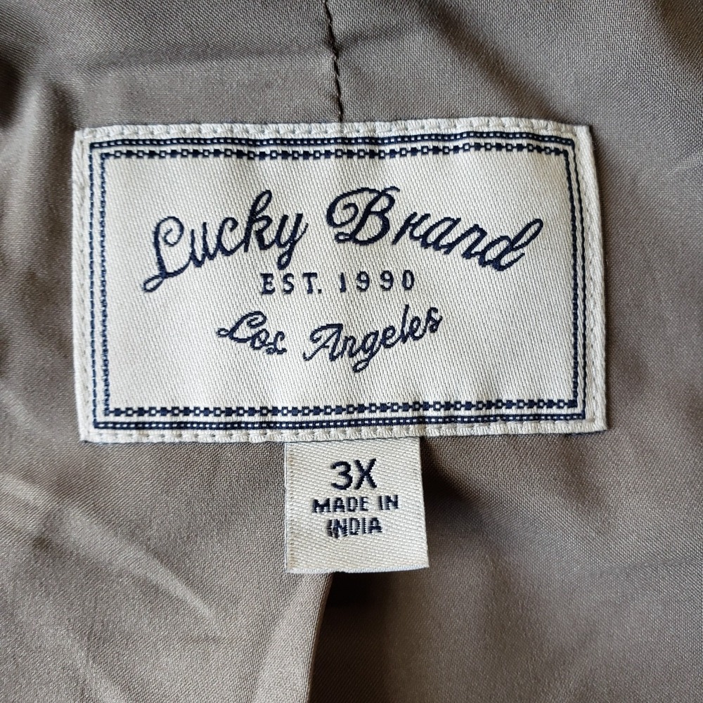 Lucky Brand Lamb Leather & Linen Moto Jacket Sz 3X Full Zip Boho Biker Coat - Picture 14 of 16